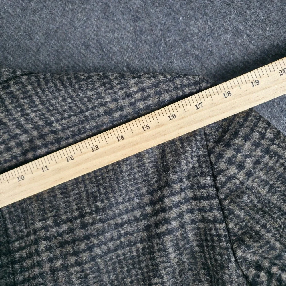 Hackett London Tweed  Pea Coat Mens 36R Dark Brown Glen Check Wool Blend Luxury